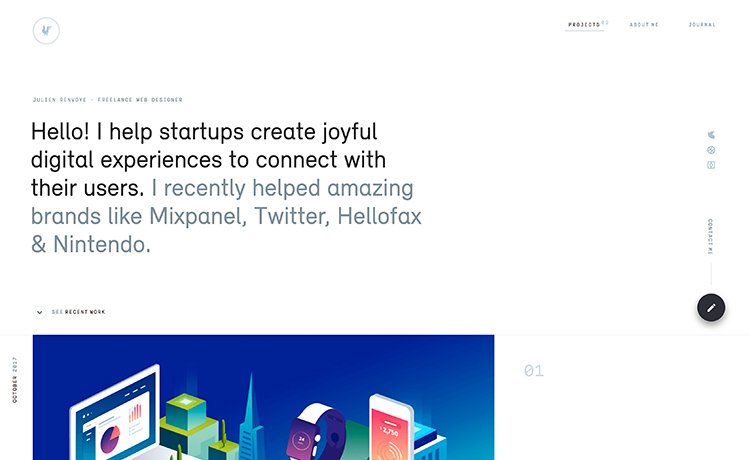 Minimalist portfolio website with clean typography