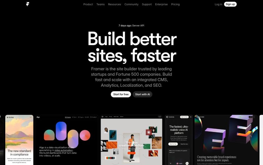 Framer website screenshot