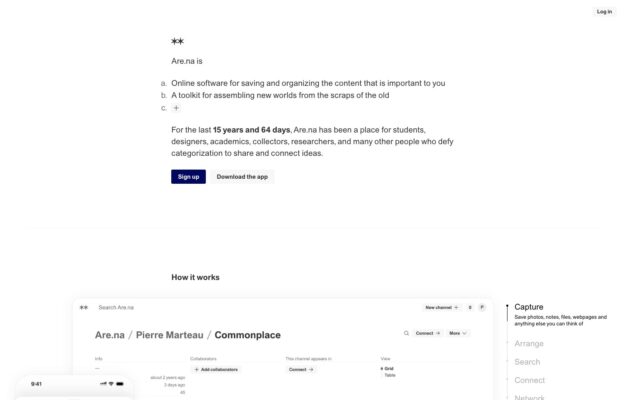 Are.na website on desktop, captured 2026-10-12