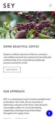 Sey Coffee website on mobile, captured 2026-10-12
