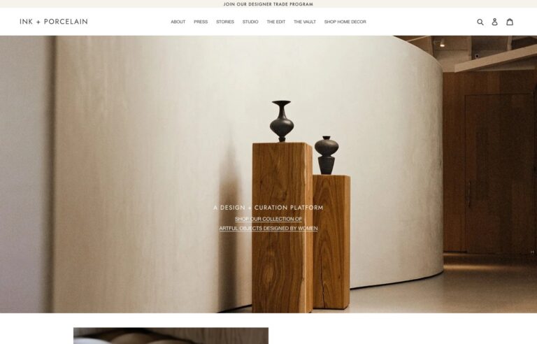 Ink + Porcelain homepage