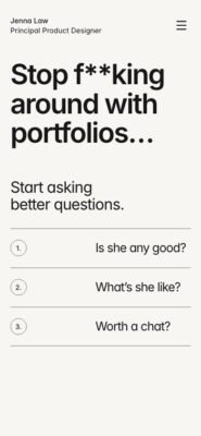 Jenna Law website on mobile, captured 2026-10-12
